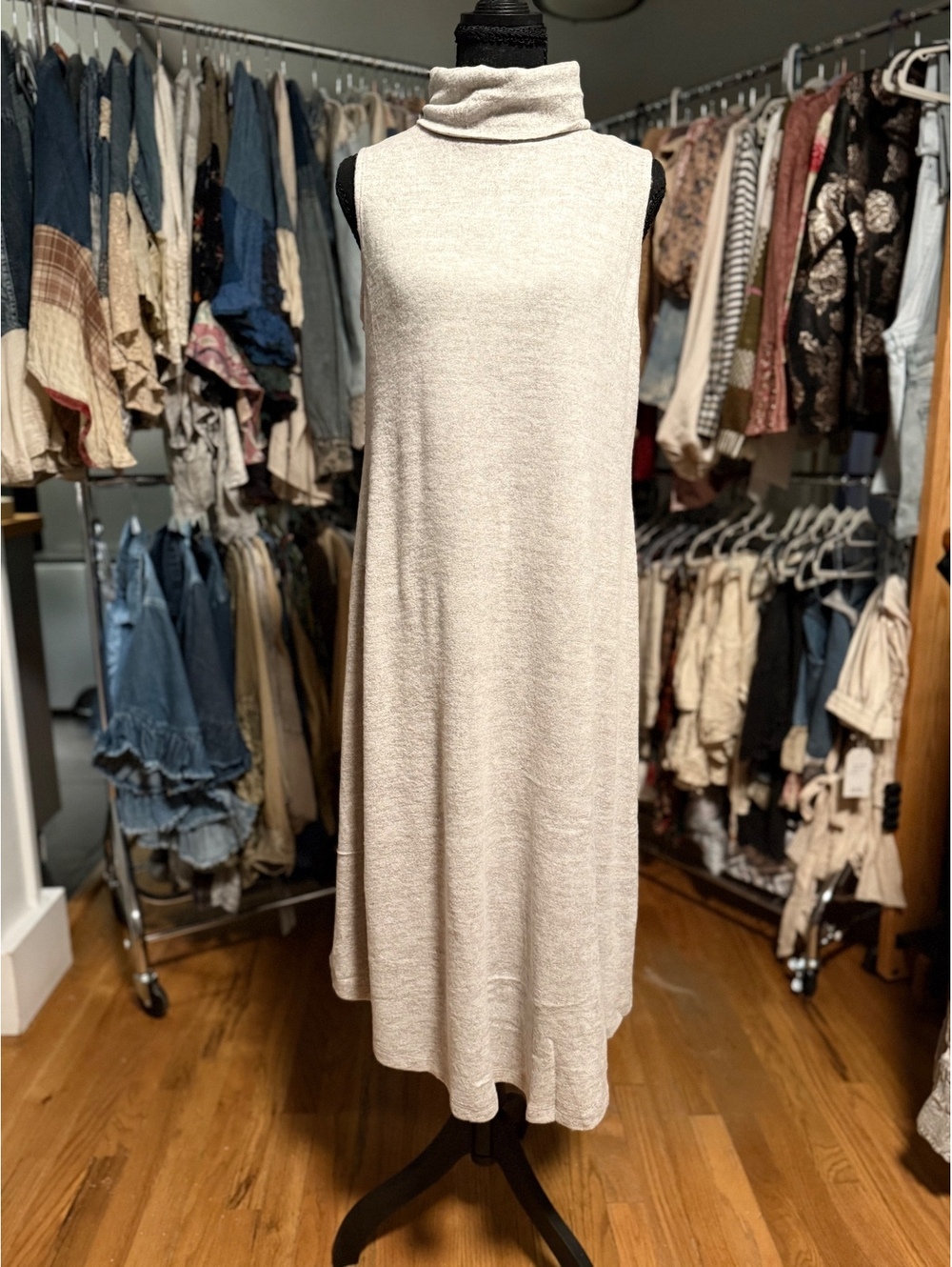DEAR SCARLETT Glam Set Turtleneck Midi Dress & Cardigan Heather Grey NWT L - Picture 6 of 7